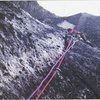 Historic photo ...Paul Ross on the first ascent of the the Prow.April 1972.As seen in photo the route was climbed uncleaned on sight, ground up.This was Ross's first new route on Cathderal Ledge.