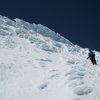 Seracs and debris guarding the summit of Volcan Osorno.