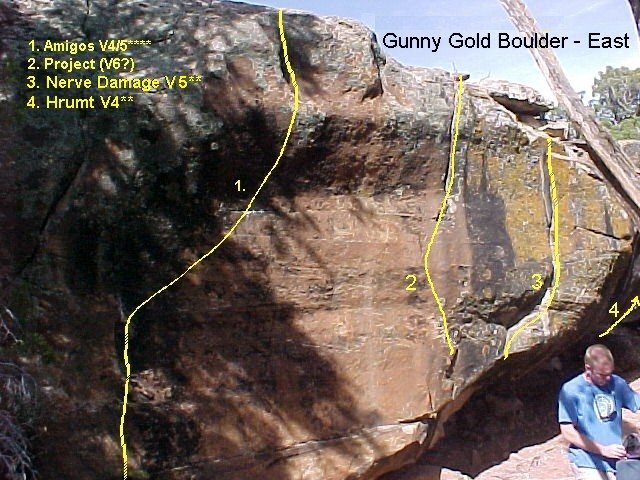 Gunny Gold Boulder East side.