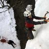 Mike Ganley leading on "Pokey Gonzales goes Ice Climbing." Photo by Matt Kuehl. 