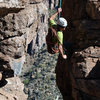 Nestor rappelling after getting up #20 Project route.