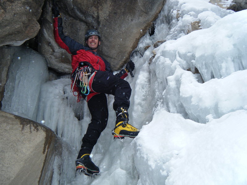 Steve Berwanger at the start Fall Creek.<br>
That's a lot of gear for a free solo, my man?