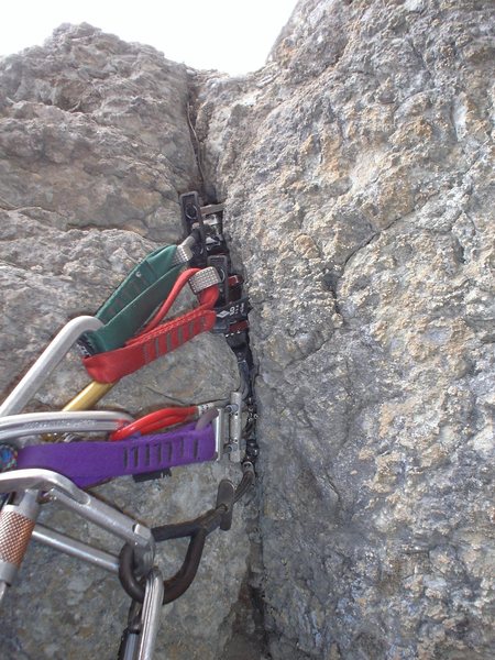 Belay anchor at the top of the second pitch.