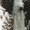 Mrs. Mesa, mid-winter conditions. Feb. 2004. Climber: Jim LaRue, Jackson, WY.