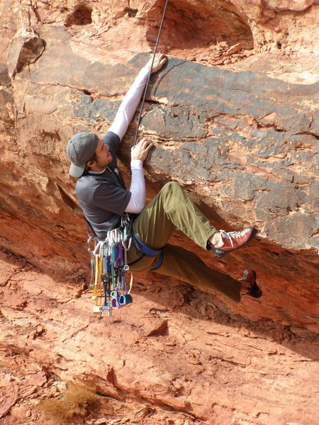 This is the crux, bouldery, first move on the route.