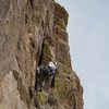 Zack Libbin leads out on Lowenbrau Light. (the angle makes it look steeper than it is)