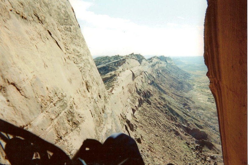 The view out of the cave at the top of pitch 3. There is an equal view through the other side as well.