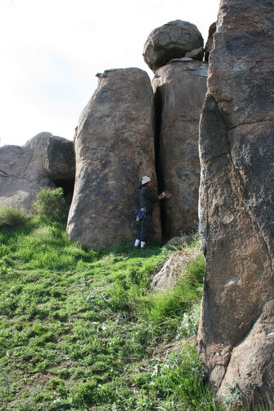 Albert in front of the offwidth and face to the left that we worked on. 2-7-10