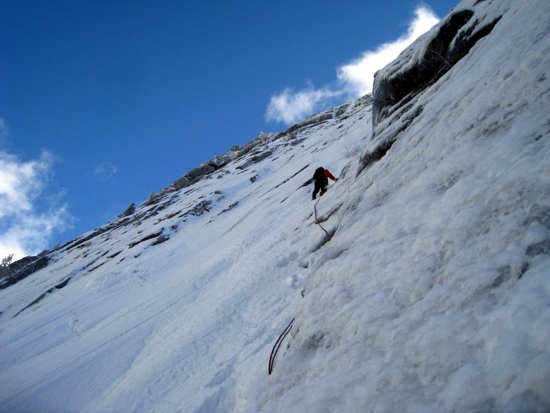 2010_02_07 - Ice climbing at Tahquitz on the Northwest Face.  Tim leading.