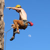 Logging some air at the crux.  <br>
<br>
Note:  This is not the normal dress of Canadians or said climber.<br>
<br>
Photo by: Joe Kreidel