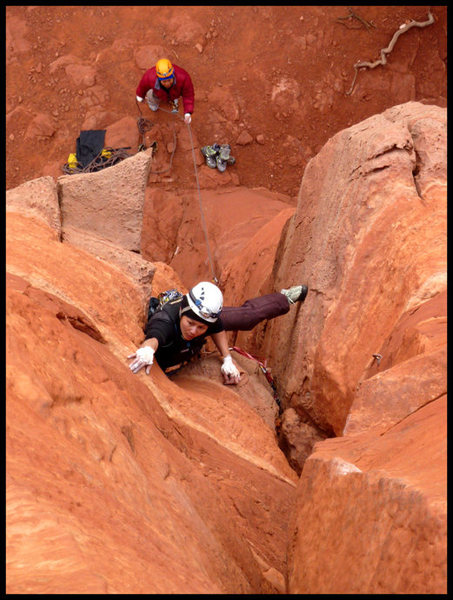 Kam on the first pitch of Dr. Rubos Wild Ride in Sedona, AZ.