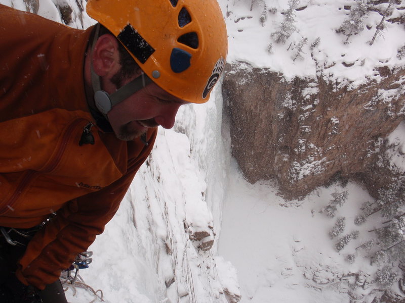 Left Corner of Hidden, Right line finish looking down over the base of the falls.  Lots of great exposure!