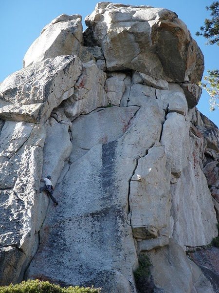 Scott leading up the bottom section of Osprey Overhang