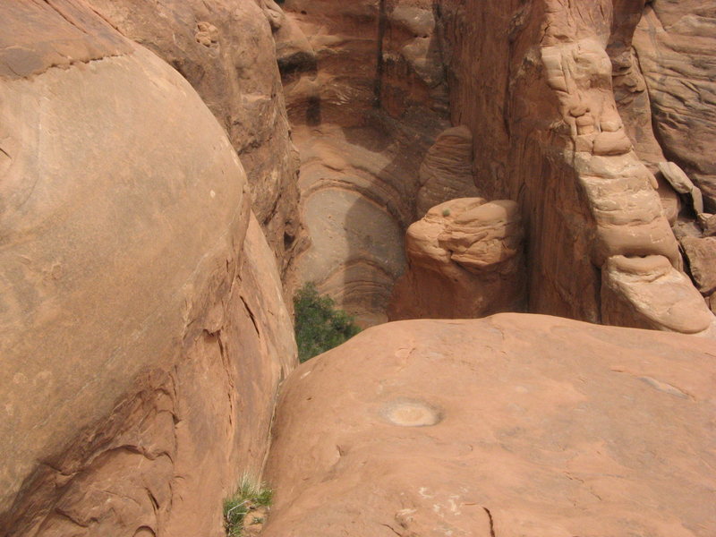 On top of the crux.  The rappel anchors are just out of sight over the lip.