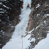 Juan Carlos Gavilanes Ruiz in the vertical section of the 2nd pitch of Avocado Gully. Jan-15-2010.