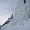 Christopher Jones leading the last pitch of a cold day out.  Lincoln Falls.  Feb 14th 2010.