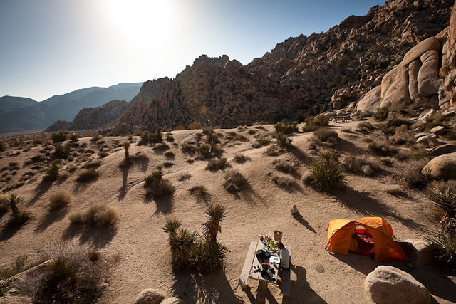 The rarely deserted Indian Cove Campground.