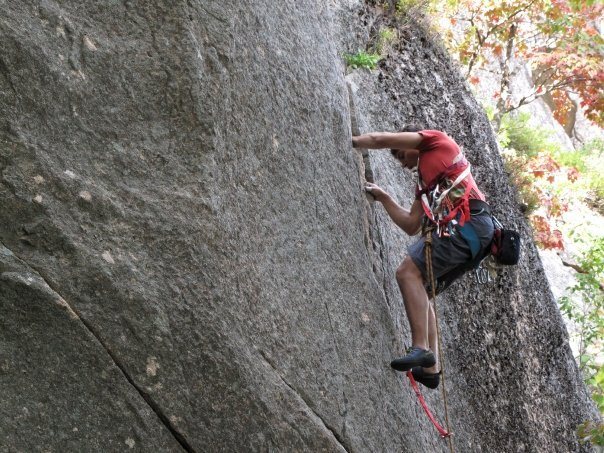 Charlie working the finger cracks.