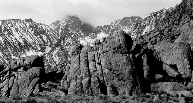 Mt. Langley from Alabama Hills.<br>
Photo by Blitzo.