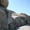 Agina Sedler topping out on the Haney Wall and headed for the Haney Overhang.