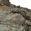 Nate A gettin' into the crux, pitch 3.  2-6-2010.