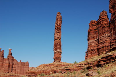 "Not because it's there, but because it might not be there much longer." (Layton Kor, one of the tower's three first ascensionists, on why they climbed the tower.) Photo snapped by Andrew Kulmatiski.