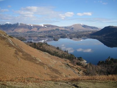 Derwent Water with Skiddaw and Blencathra mountains in the background 