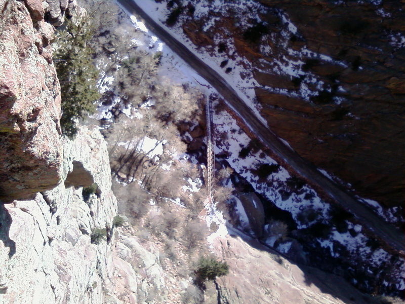 looking down on the bridge from colipso