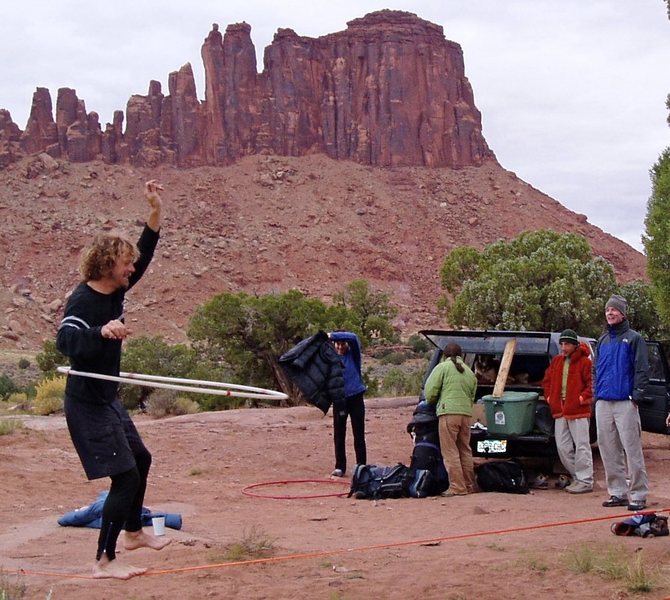 Slackline, with Bridger Jack Mesa, and the late Micah Dash watching