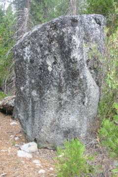 The "Fat Boulder"<br>
"Fat Man's Revenge" climbs the right arete in the photo.