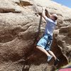 Campusing the rail on Tips Be Gone Traverse, V7