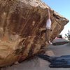 Route Three V4 one the Right Gonad at Bone park, Uunaweep Canyon, Colorado