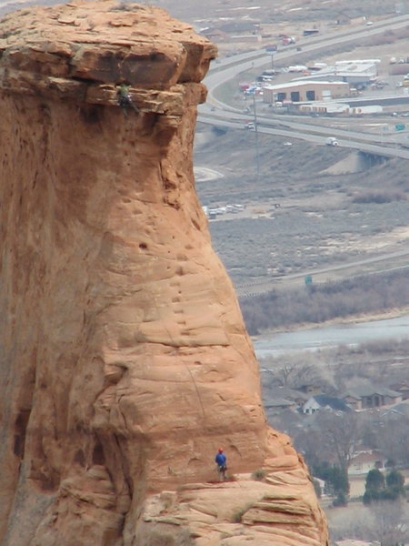 Mike pulling the summit ledge.