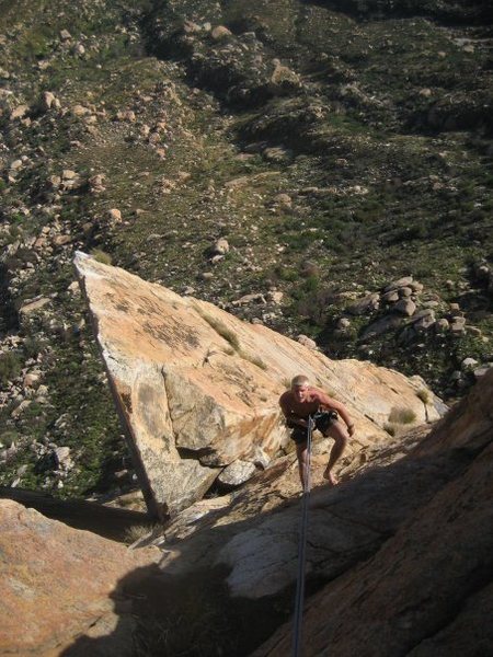 Rappelling; Triton tower below