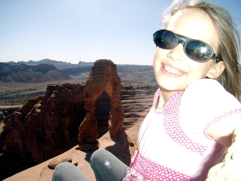 Celi at Delicate Arch. Spring break, Moab. 2010.