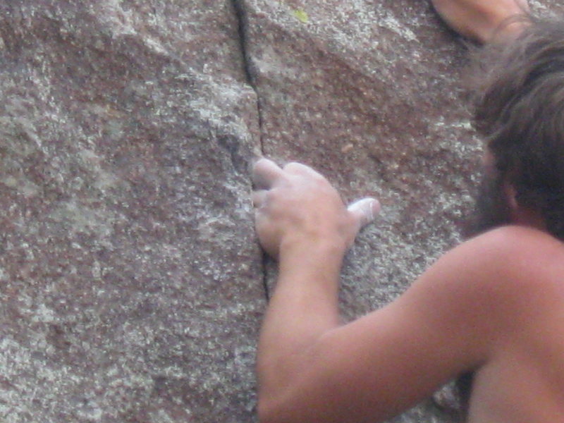 Dave on the finger-lock crux of "Twinkie"