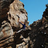 James finishing the upper crux.