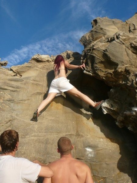 Climbing The Burrito (v1) at Pirate's Cove in Corona Del Mar