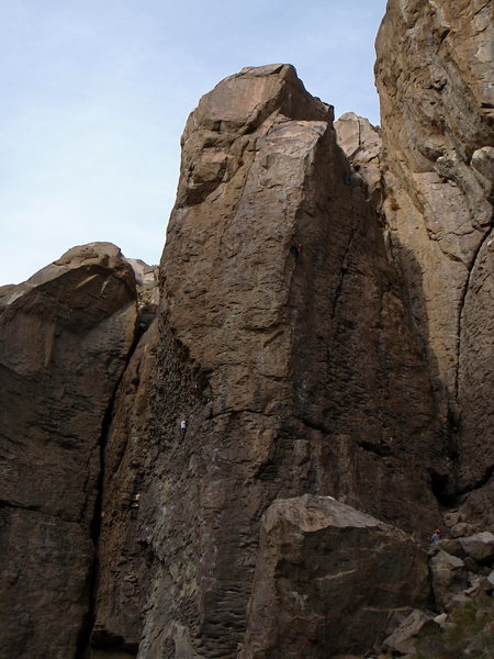 From left to right, climbers on Black Hole, Sendero Luminoso, and Sabado Gigante .