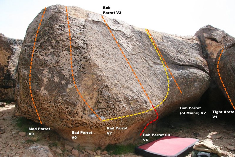 Sad Parrot Boulder West Face Topo