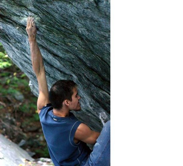 Unknown (Canadian?) climber on Boomerang, V6