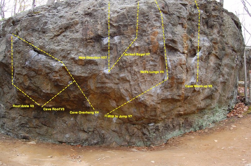 Bouldering in Warm Up Cave, Lincoln Woods