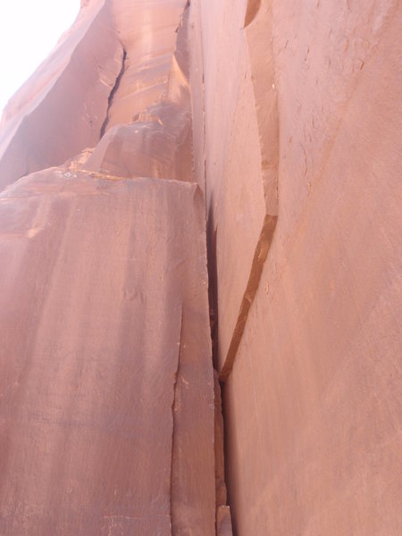 This is the wide crack that gets you to the ledge and the start of the finger crack for Nutter.