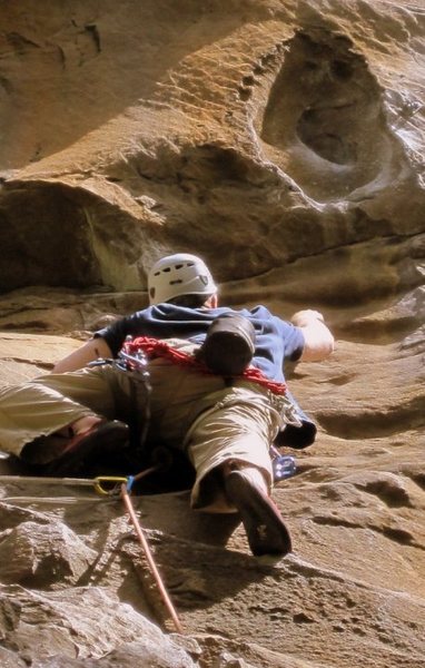 A climber approaching the Red Eye.