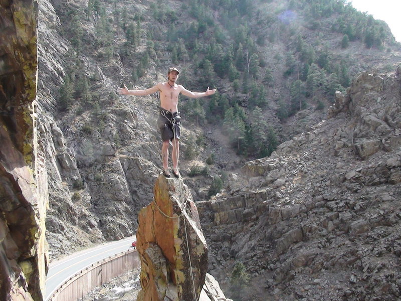 Cale working the shift, after climbing we needed to do something crazy.