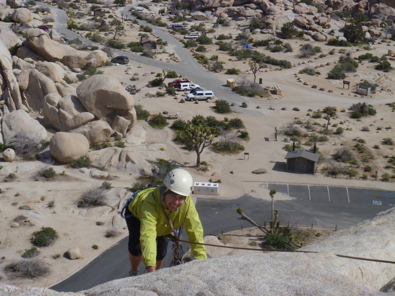 Charlie Hoffman finishing Upper Right Ski Track. This is a fun climb with a cool view from the top.