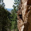 Colin on the rarely climbed Cold Snap, The Sailing Wall.