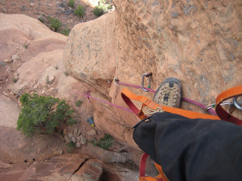 Looking down from middle of bolt ladder.