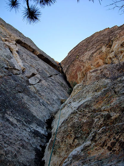 Pitch 8 variation (Bird Hunter Buttress 5.7 squeeze chimney)