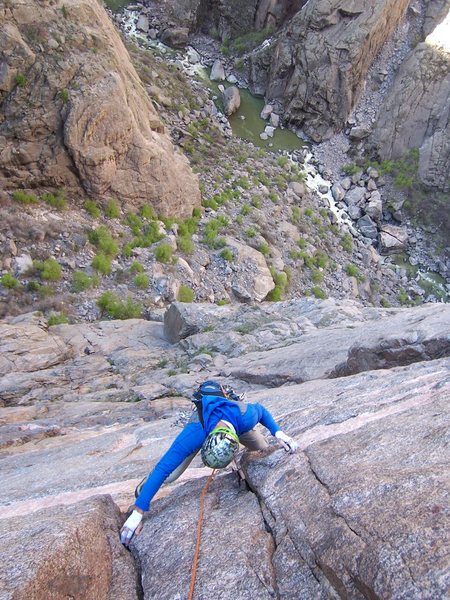 Bert is following one of the first 5.10 pitches on Scenic Cruise.